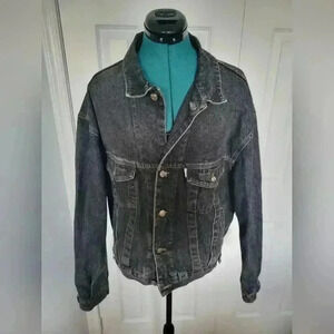 Vintage Diesel Womens Black Denim Jacket Oversized Fit